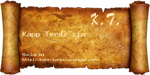 Kapp Terézia névjegykártya